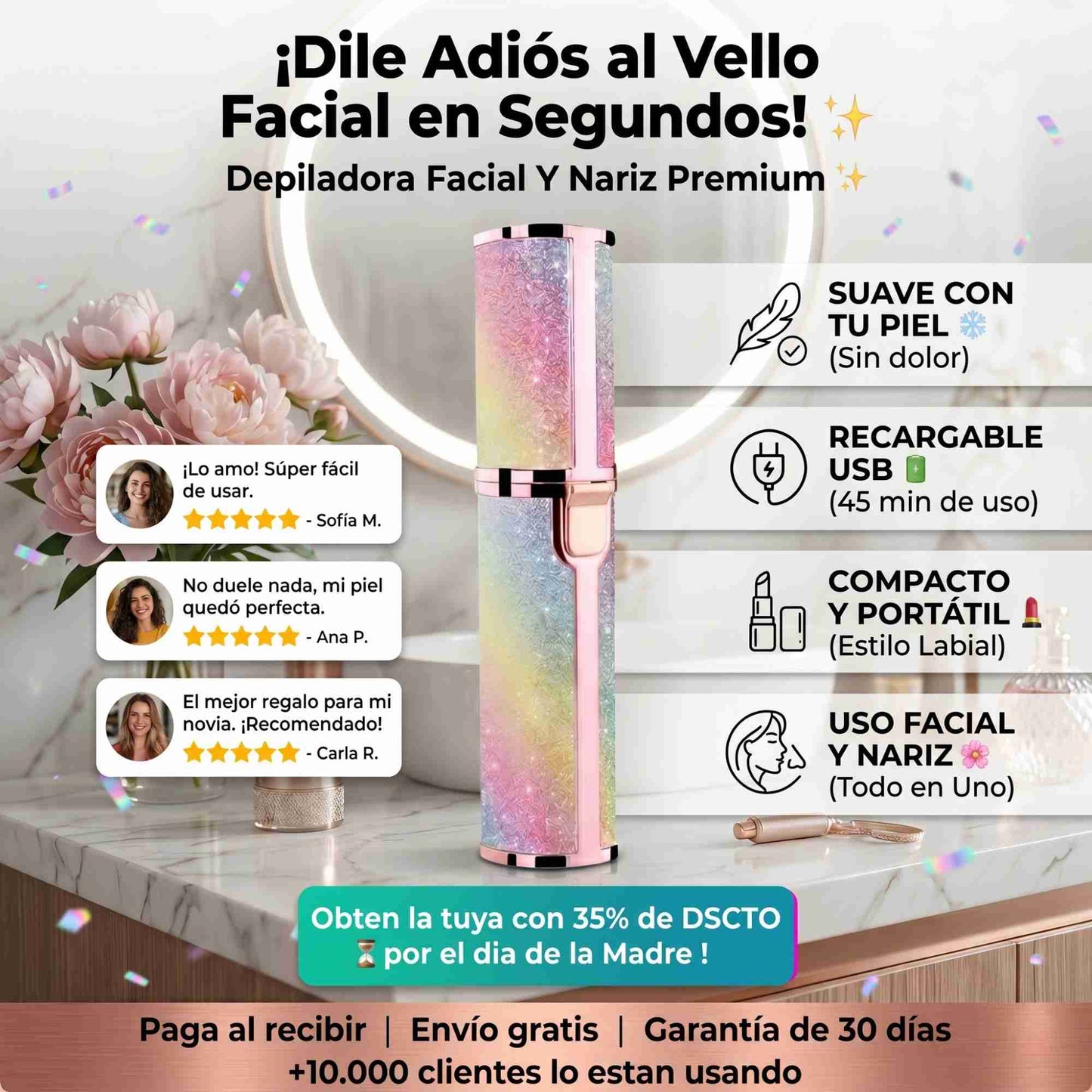 DEPILADORA FACIAL PORTATIL 2 EN 1 (se carga con USB)✨