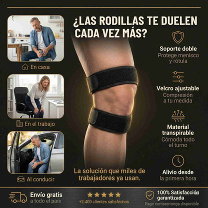 🦵 Rodillera Doble con Velcro Ajustable – Termina el día sin dolor de rodilla desde el primer uso 💪