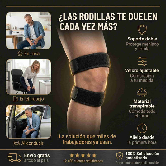 🦵 Rodillera Doble con Velcro Ajustable – Termina el día sin dolor de rodilla desde el primer uso 💪