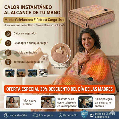 🔥 Manta Calefactora Eléctrica USB - TERMA PLUS ⚡ (Temperatura Regulable)