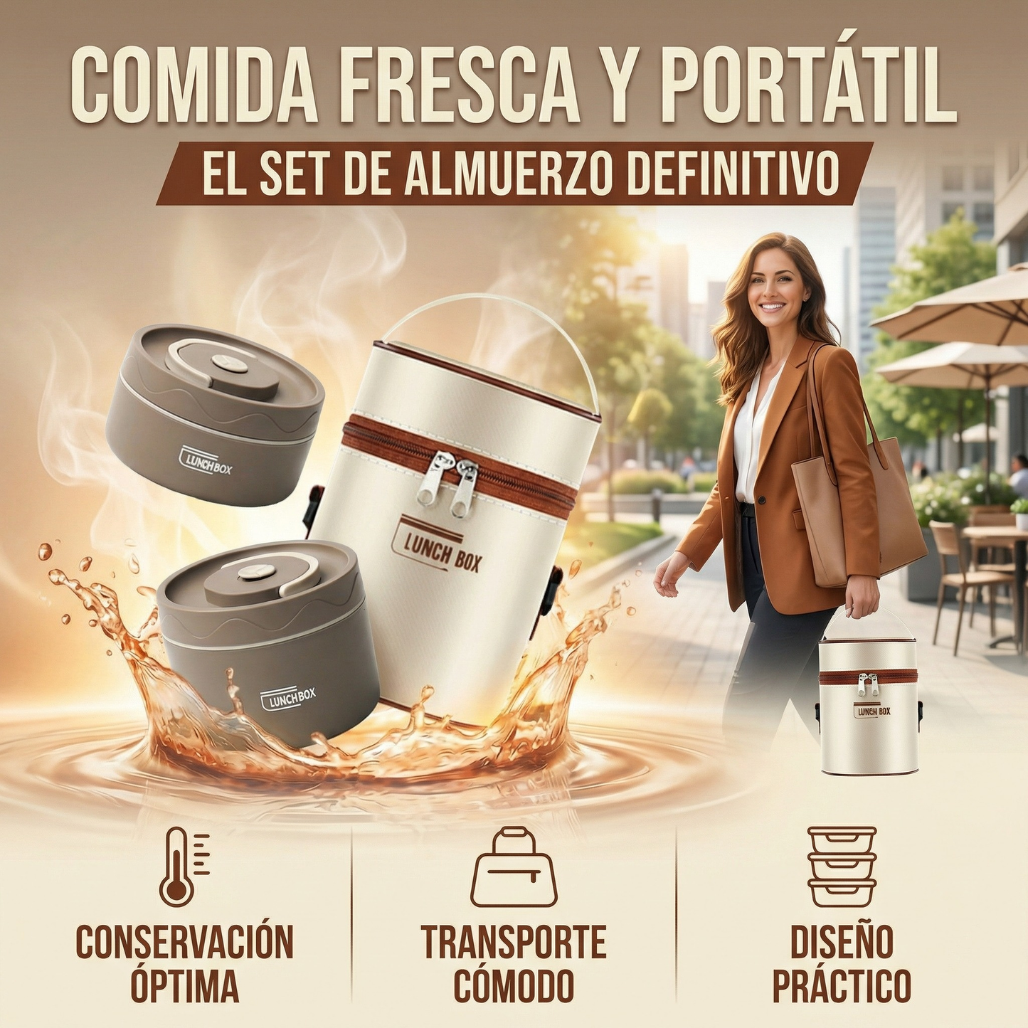 Lonchera Ejecutiva Signature™- Conserva y Organiza tu Almuerzo - Mantén tu comida fresca y ordenada toda tu jornada laboral