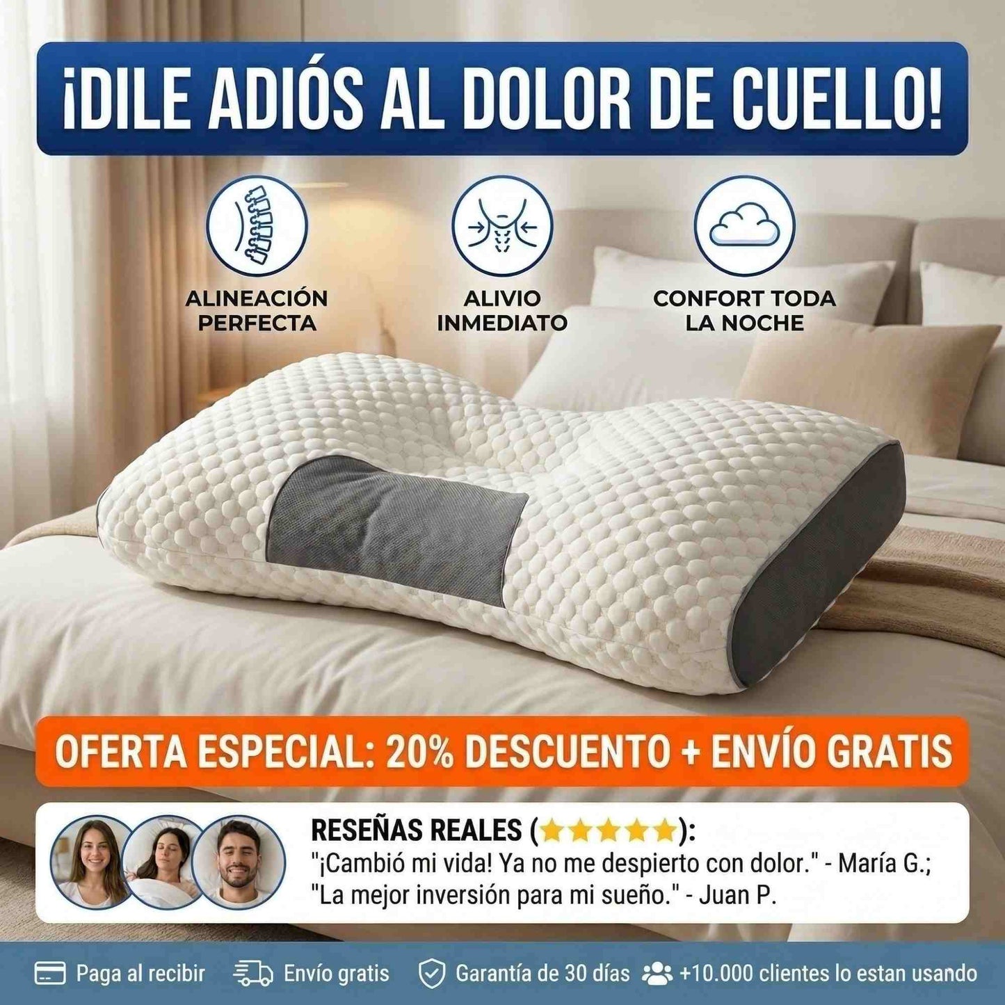 Almohada Terapéutica Cervical 🌙 - Elimina Puntos de Presión - Noches Sin Dolor en 72 Horas ✨