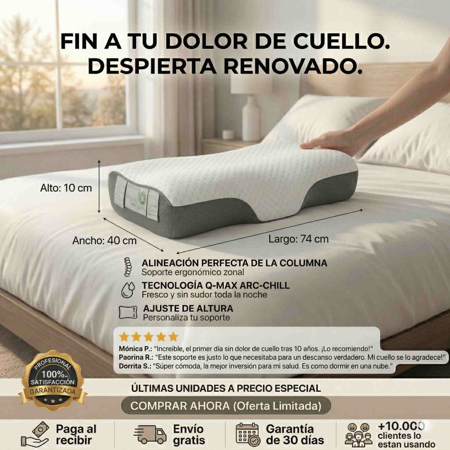 Almohada Terapéutica Cervical 🌙 - Elimina Puntos de Presión - Noches Sin Dolor en 72 Horas ✨