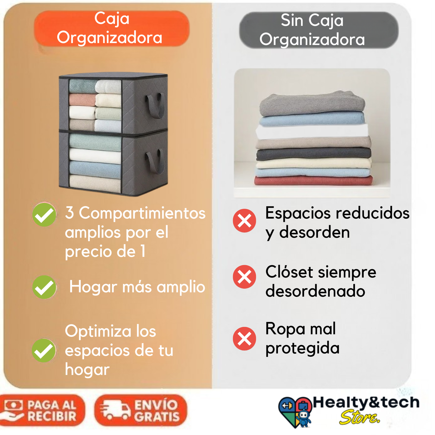 Caja Organizadora de Ropa HomeSpace™- Lleva 3 y Paga 1