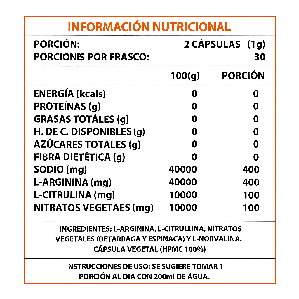 ÓXIDO NITRICO™ 1000MG 60 CAPSULAS