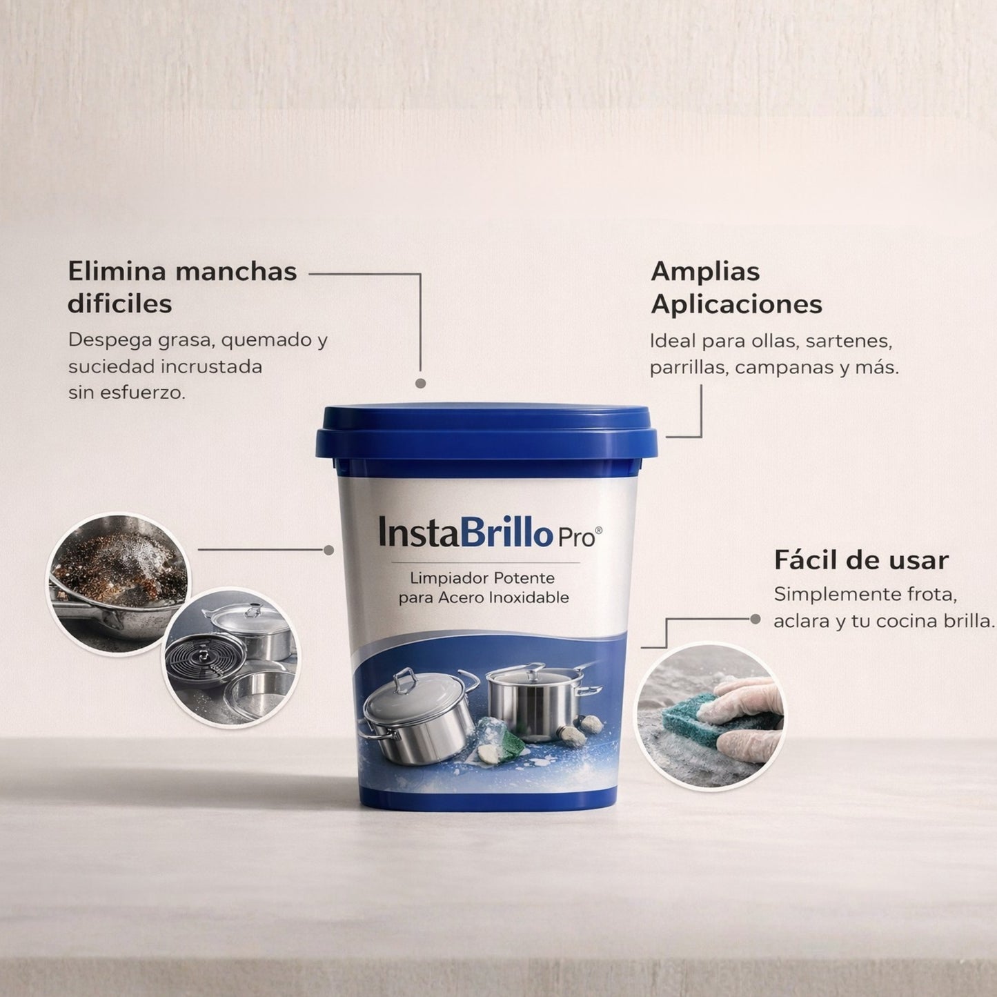 InstaBrillo Pro® – Limpia grasa incrustada y deja tus ollas como nuevas